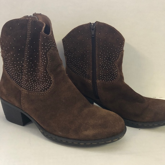 B.Ø.C BOC Western Cowboy Ankle Boots Shorty Zip Studs - Picture 2 of 6